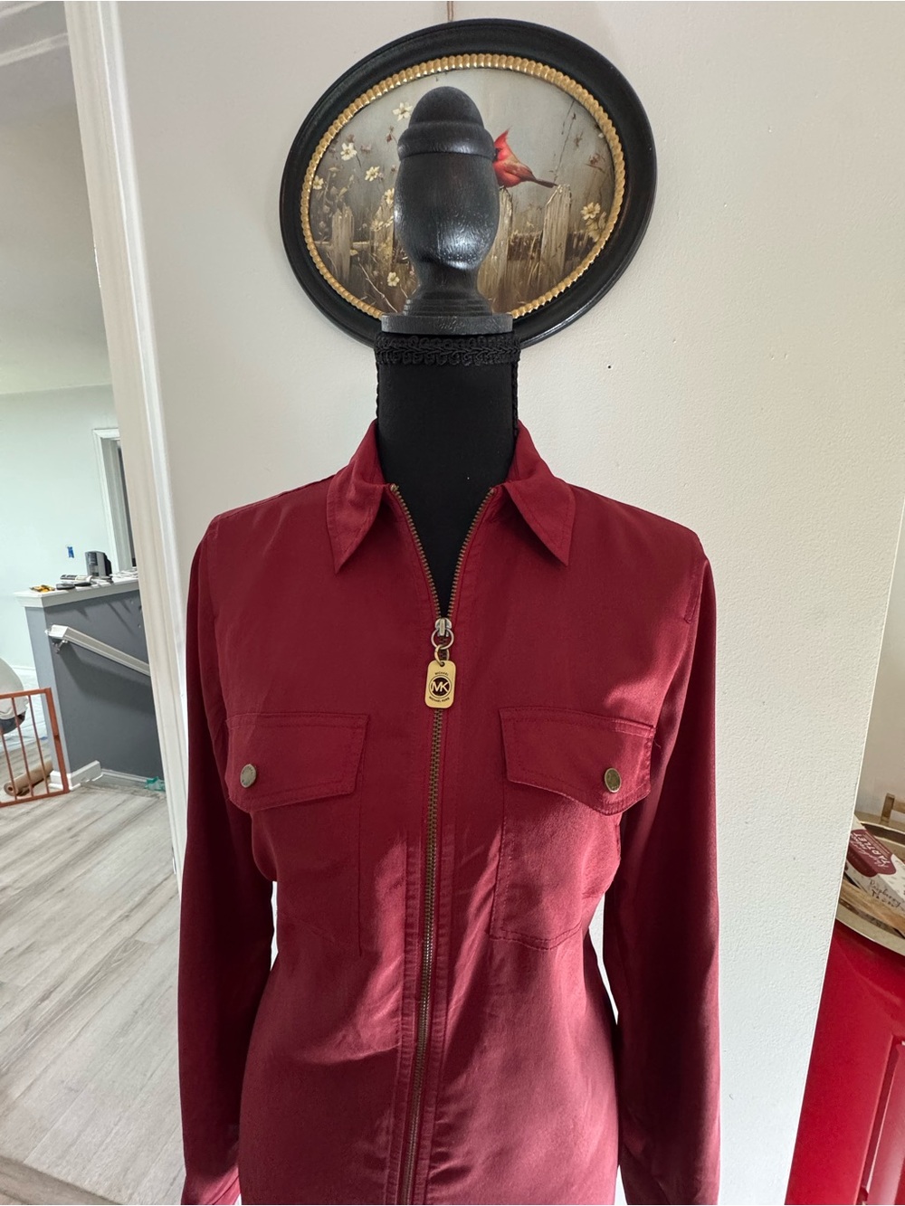 Michael Kors Women's Burgundy  Zip-Front top